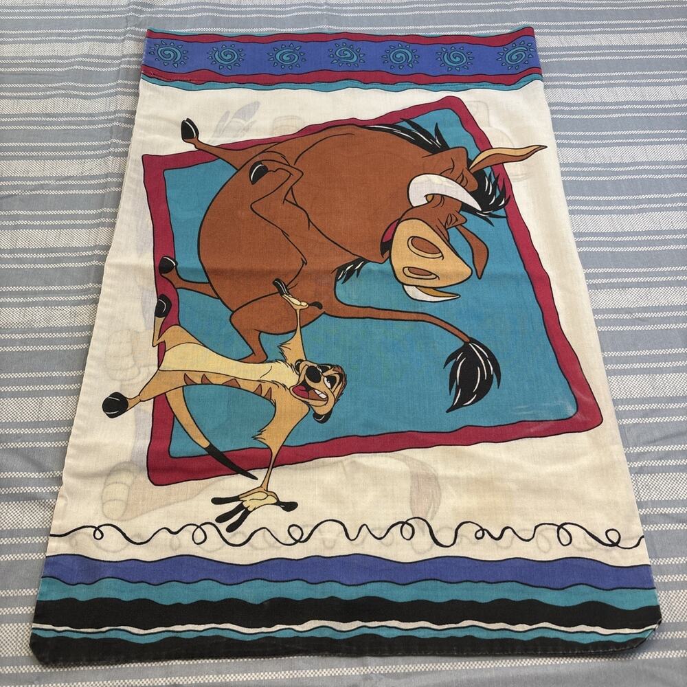 VTG Disney Lion King Pillow Case Standard 90's Simba Timon Pumba Nala USA - Picture 7 of 9